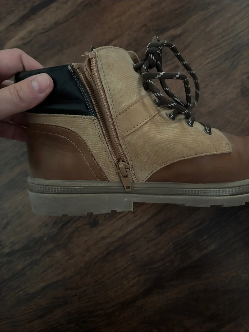 Sonoma Two-Tone Brown and Black Kids Lace-Up Boots